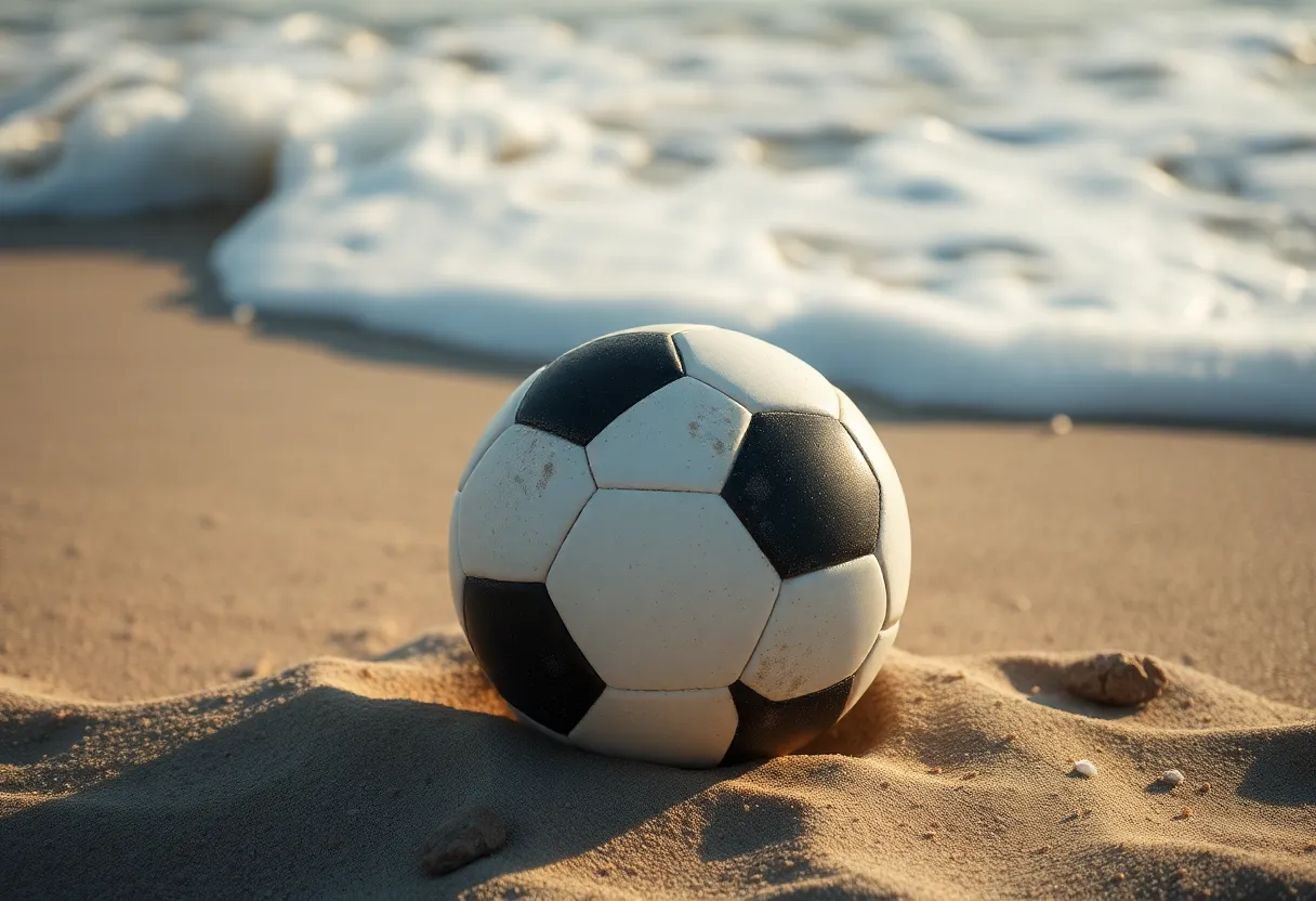 Soccer Ball on Sandy Beach