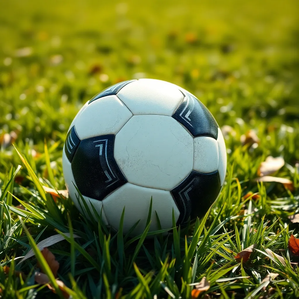 Close-Up of a Soccer Ball on Grass