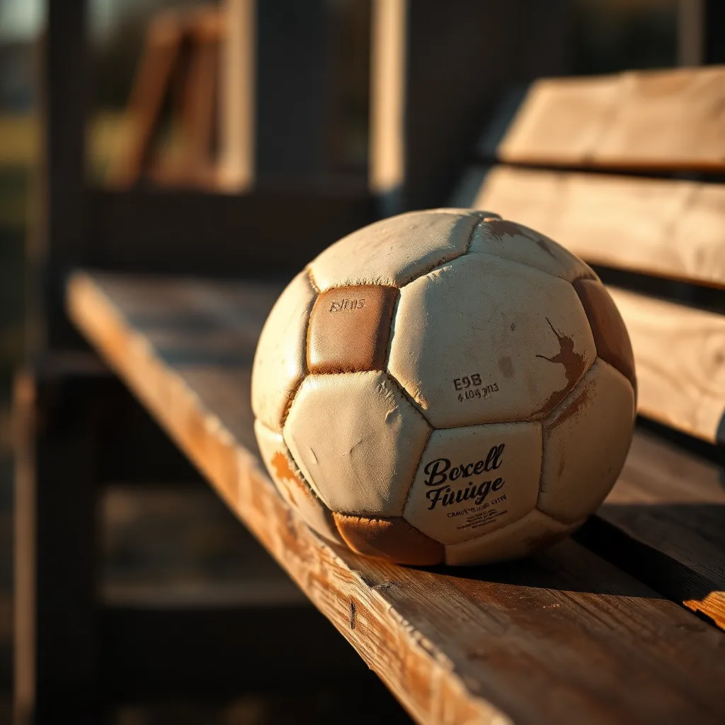 Close-Up of a Soccer Ball on a Bench