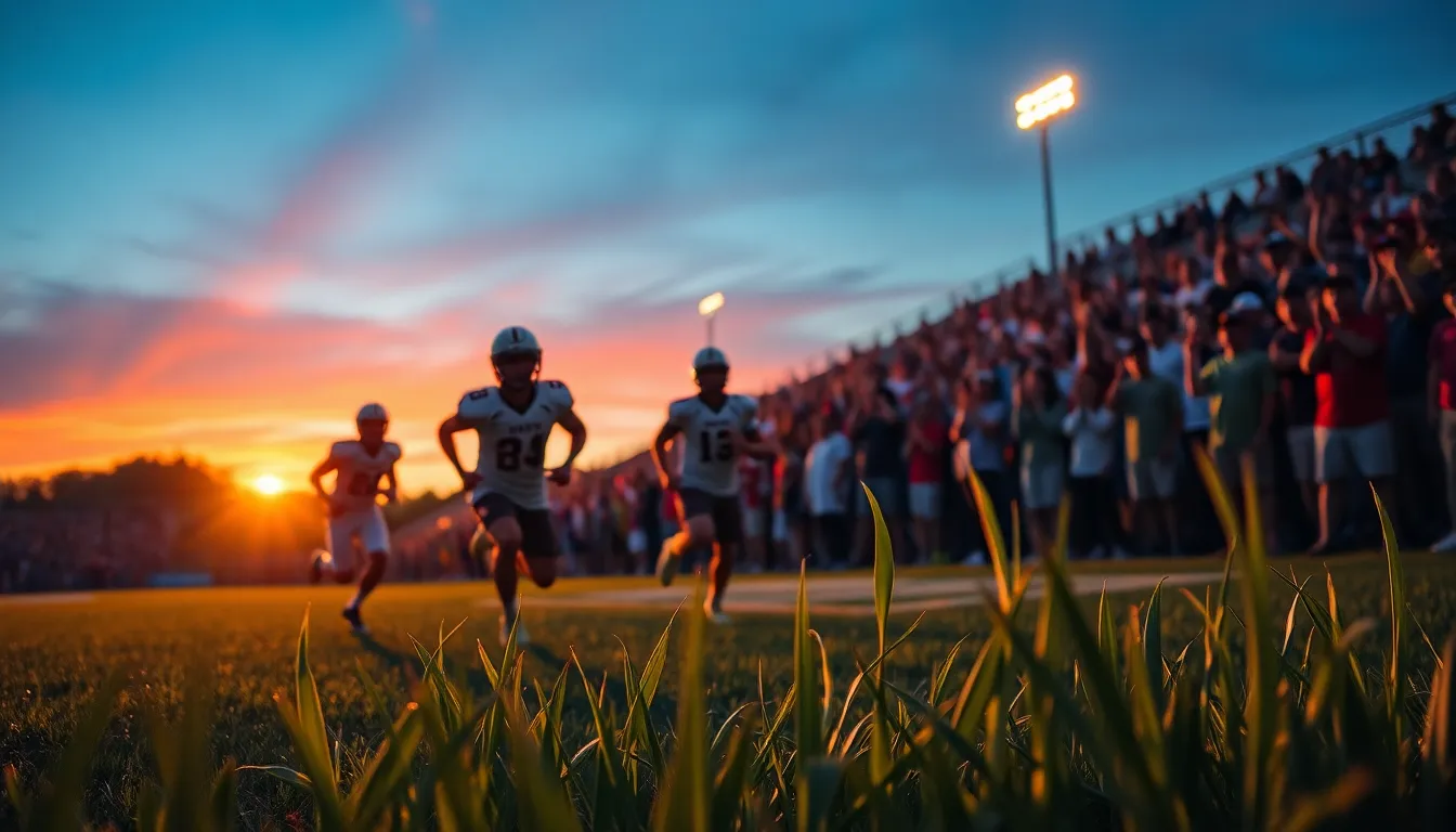 Dynamic Soccer Game at Sunset