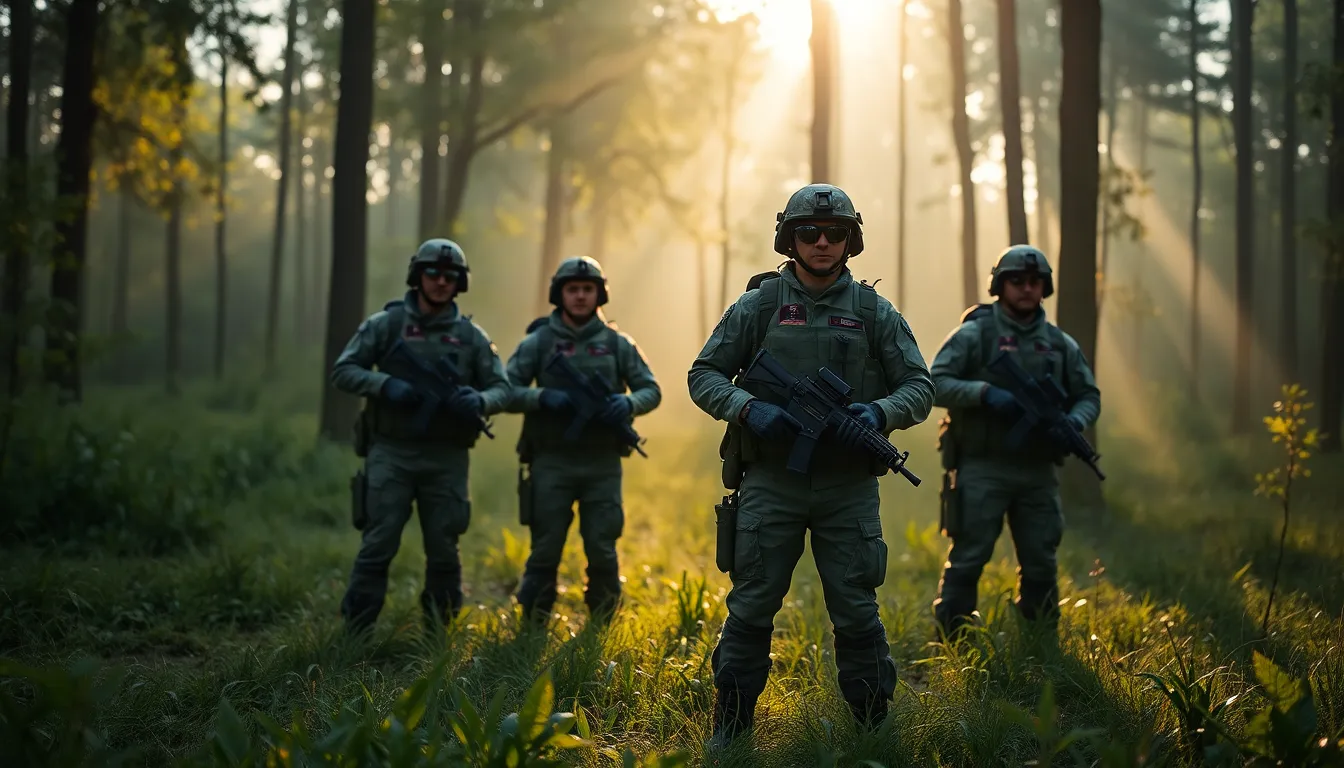 Soldiers in Formation at Sunset