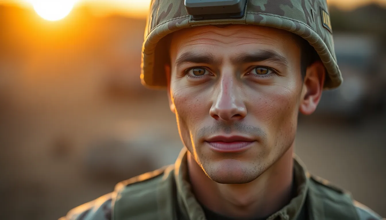 Soldier in Camouflage During Golden Hour