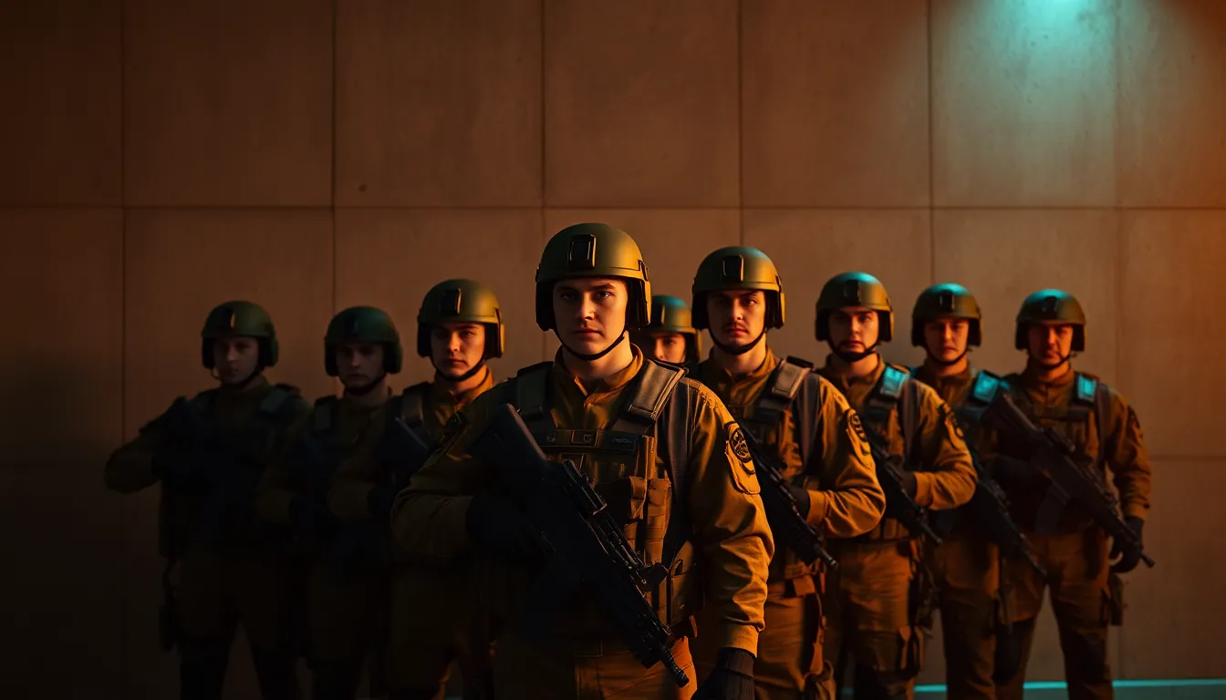 Military Training with Soldiers in Formation