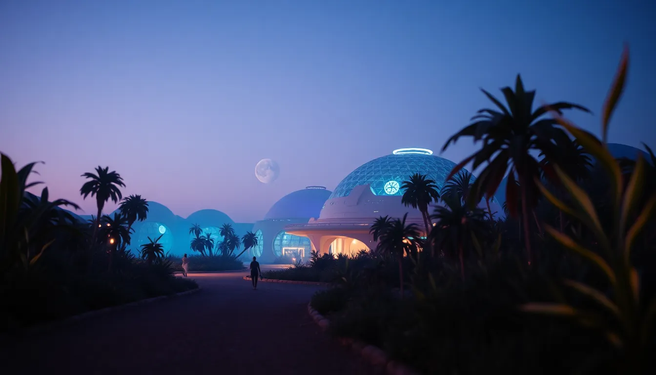 Futuristic Space Colony on Alien Planet