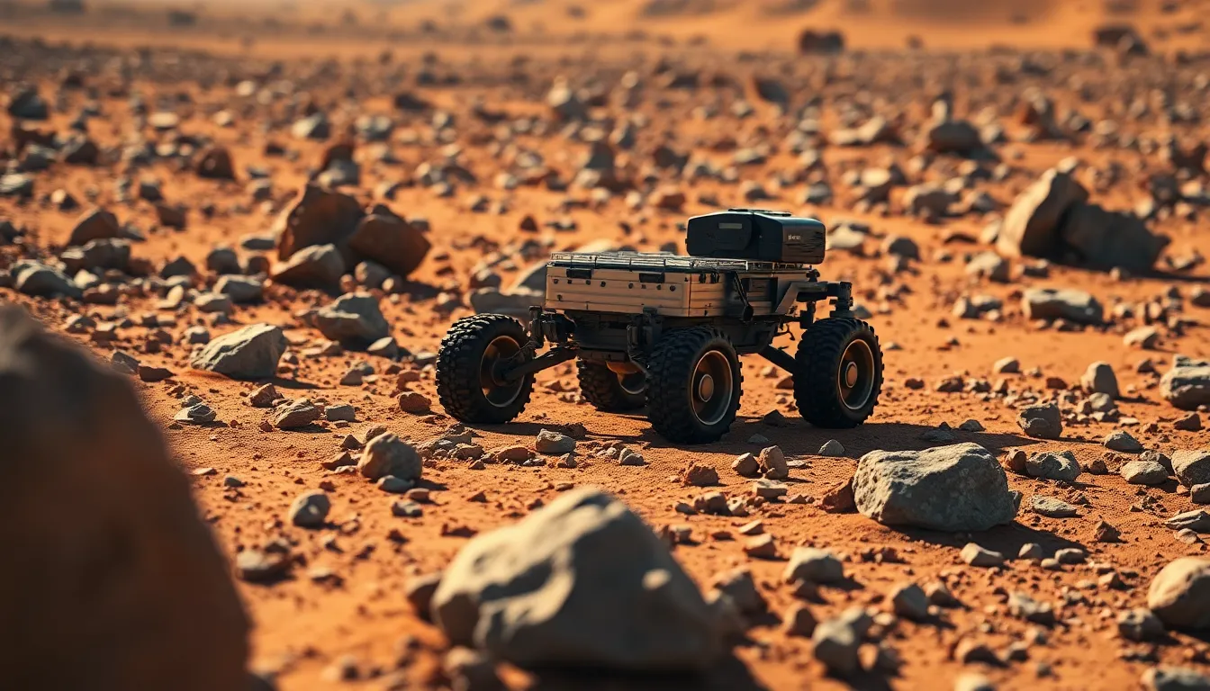 Mars Rover Exploring Rocky Terrain
