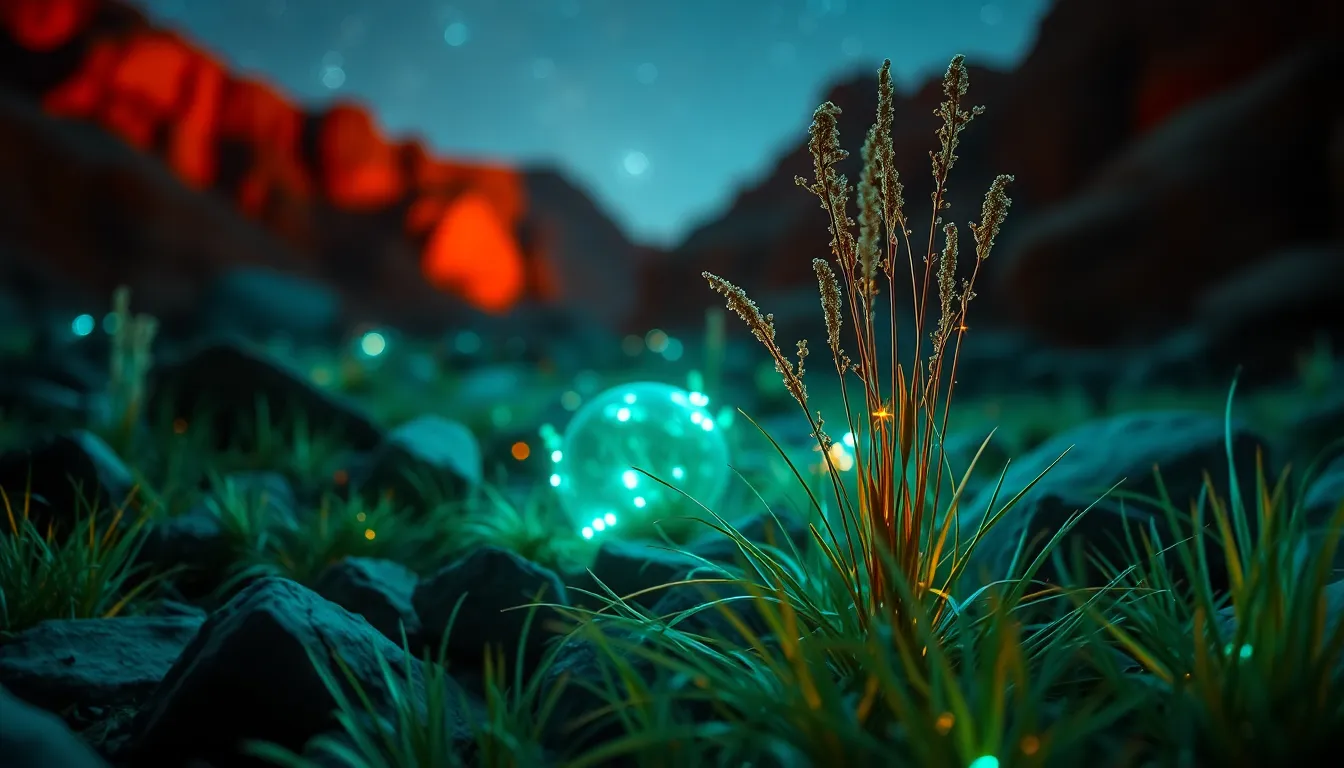 Alien Flora Under Starry Sky