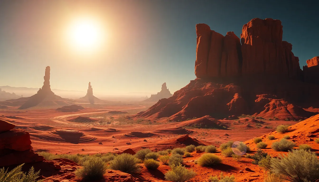 Vibrant Planetary Landscape with Rings This captivating image presents an imaginative landscape of a vibrant planet adorned with rings, surrounded by swirling nebulae. The ethereal lighting and soft glows enhance the beauty of the scene, while the vibrant colors of yellows and pinks add a dreamlike quality. Twinkling stars in the background create depth and dimension, drawing the eye into the cosmic vista. The leading lines from the rings guide the viewer’s gaze, creating a mesmerizing composition that celebrates the wonders of outer space.