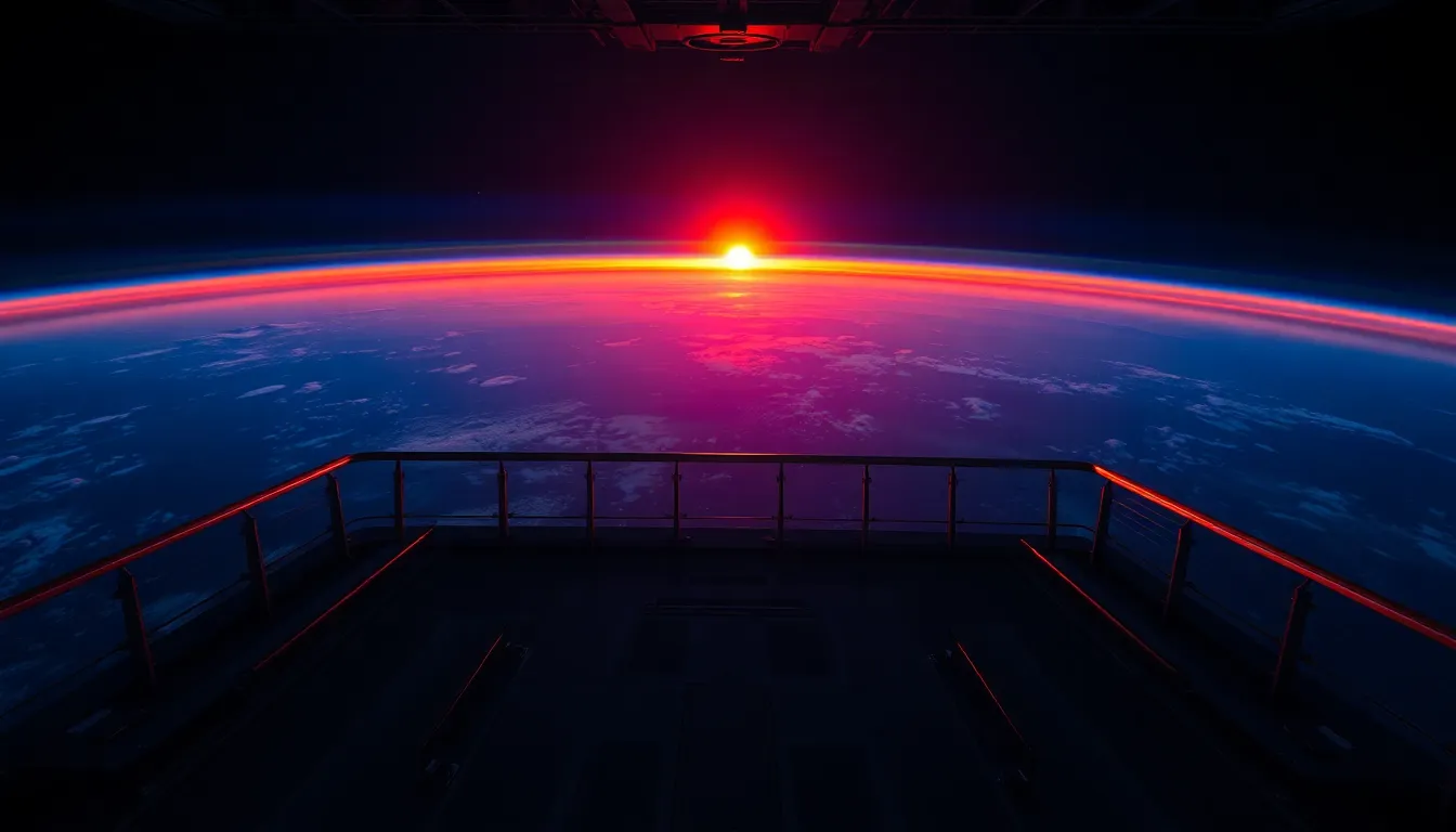 Panoramic View of Space Station Docked with Cargo Ship This stunning panoramic view captures a breathtaking scene of a space station docked with a cargo ship, set against a mesmerizing starry sky. Bathed in the soft glow of distant stars and a nearby galaxy, the atmosphere feels both surreal and expansive. The meticulous details of the station and ship shine under the ethereal light, showcasing a blend of rugged metal and smooth glass. The composition uses leading lines to guide the viewer's gaze from the space station into the depths of the cosmos, evoking a sense of wonder about exploration beyond Earth.