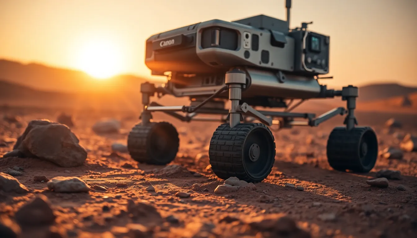 Mars Rover at Sunset on the Red Planet