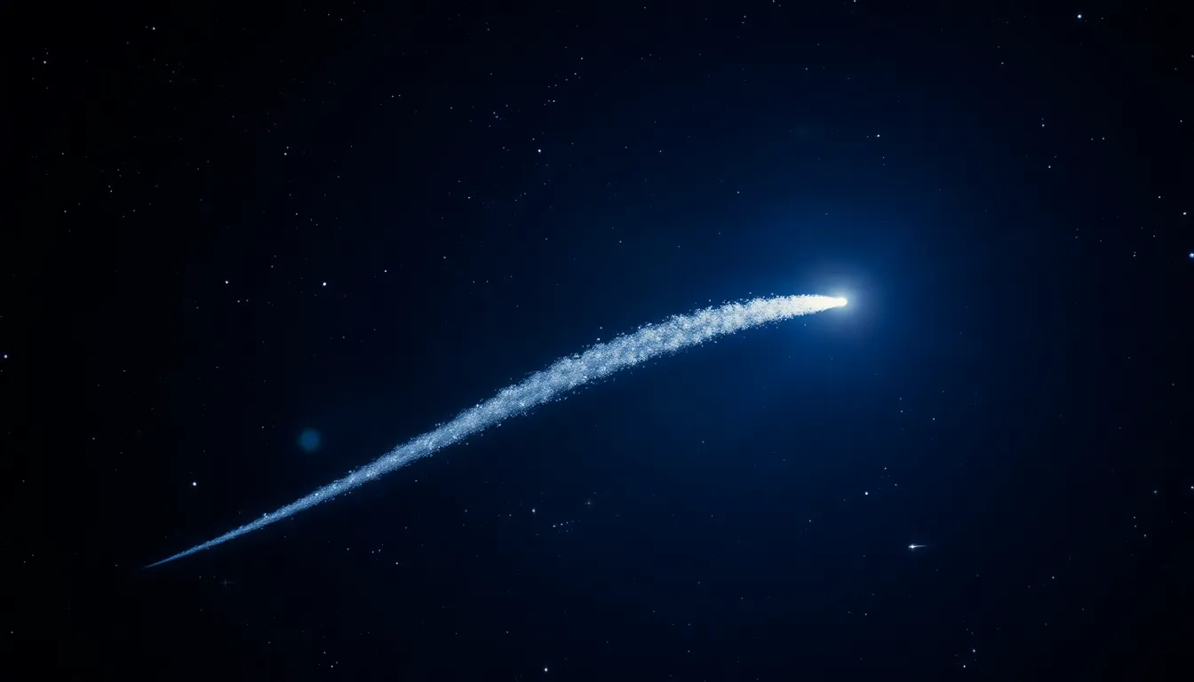 Detailed View of a Comet in the Night Sky