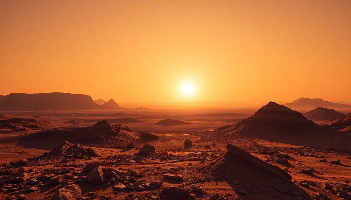 Dawn on Mars: Rugged Terrain