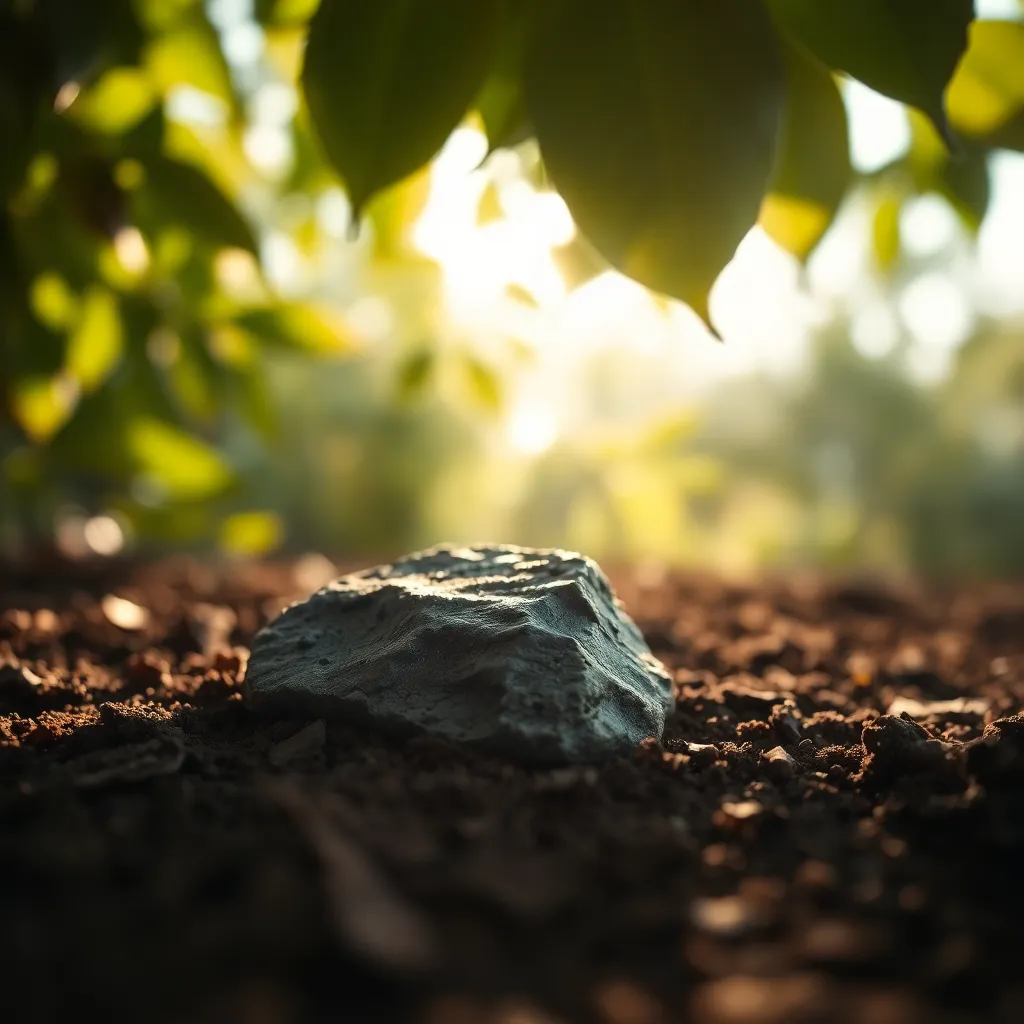 Close-Up of Meteorite Embedded in Earth