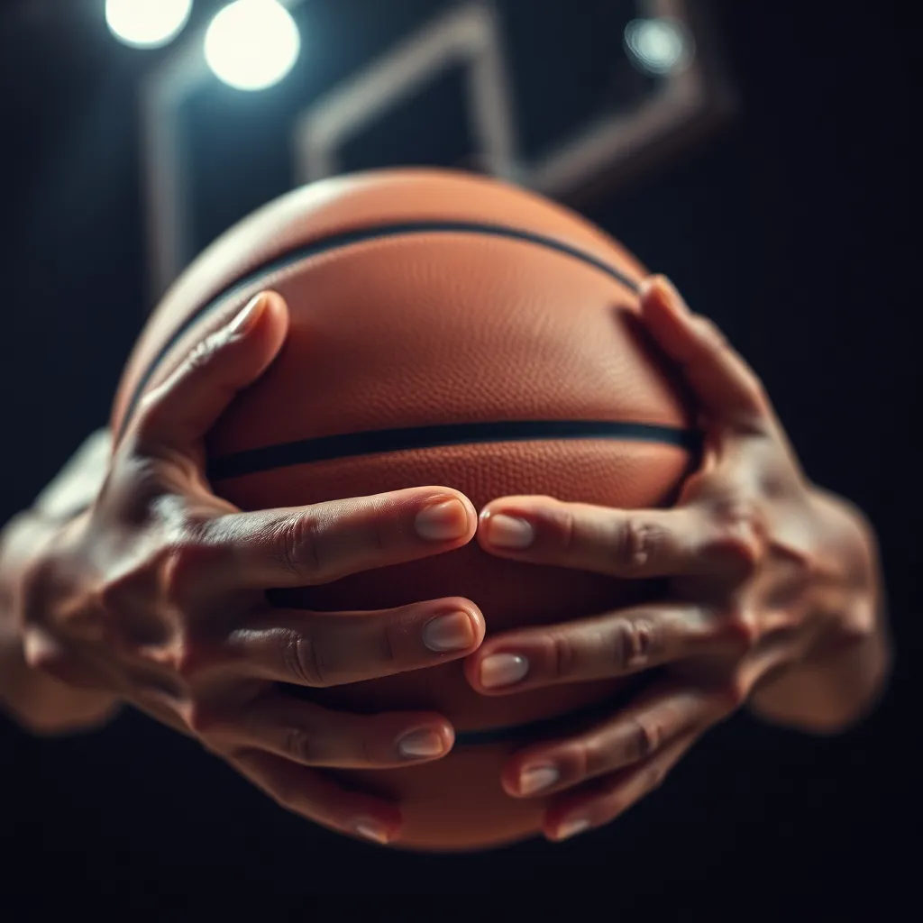 Intense Close-Up of Basketball Player's Grip