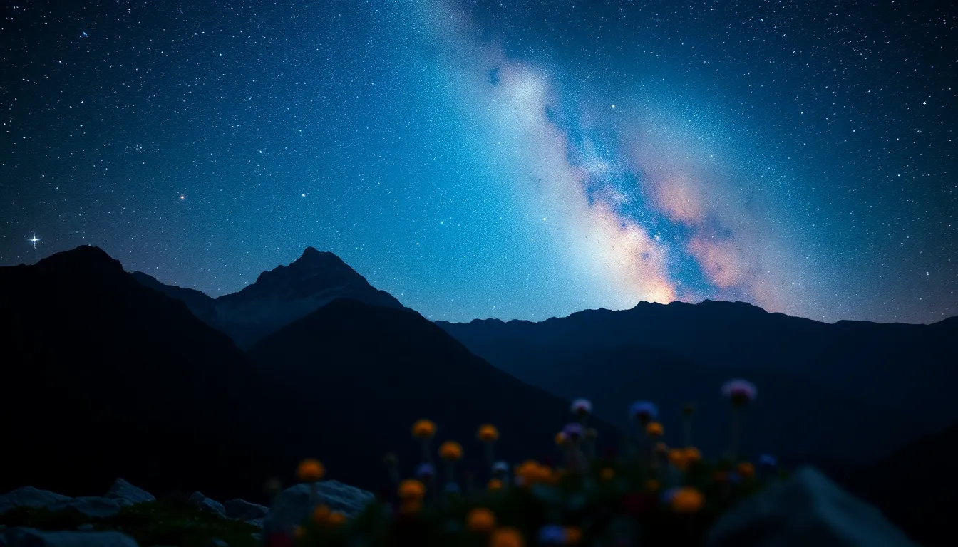 Milky Way Over Serene Mountains at Night