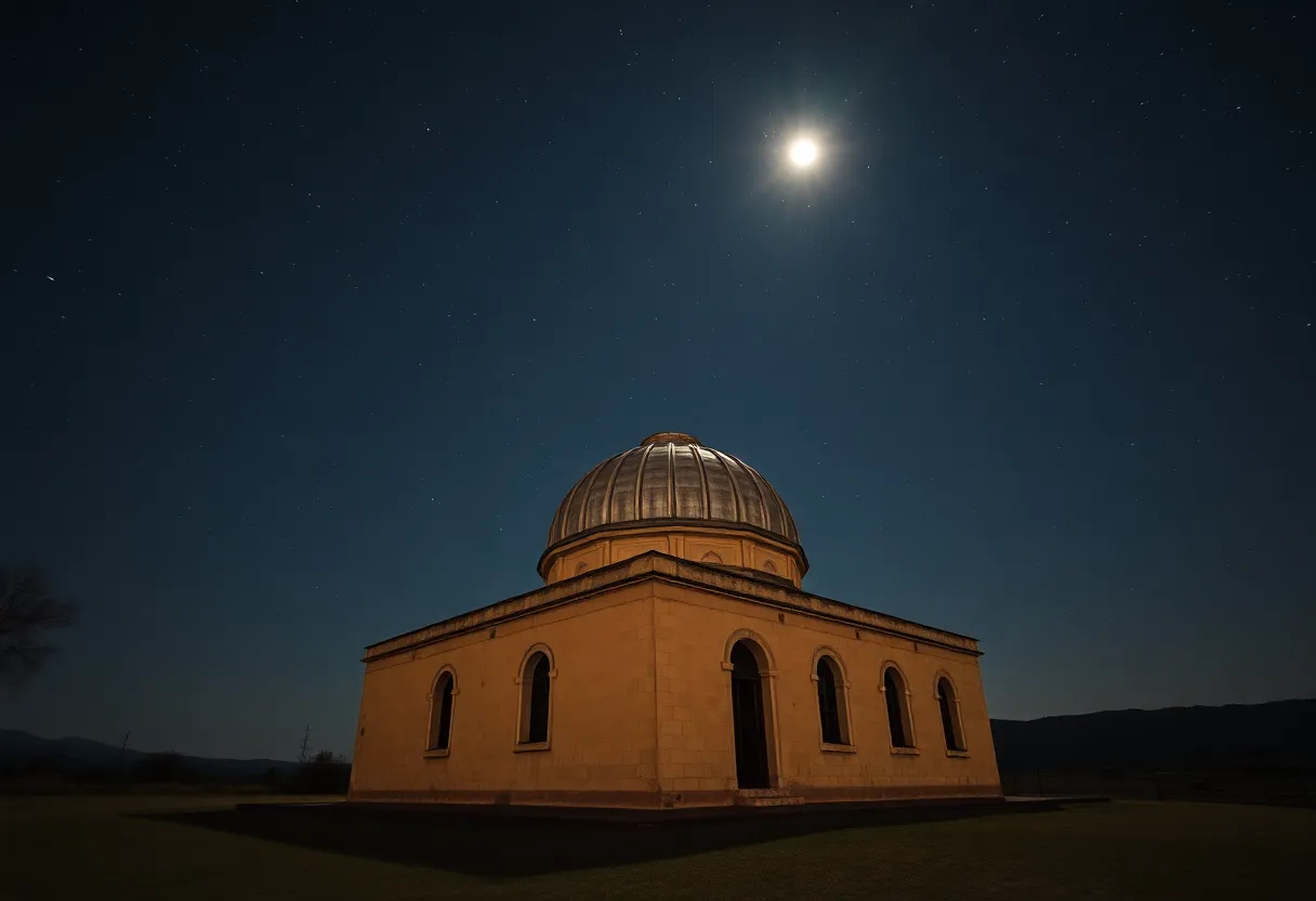 Old Observatory Under Starry Night
