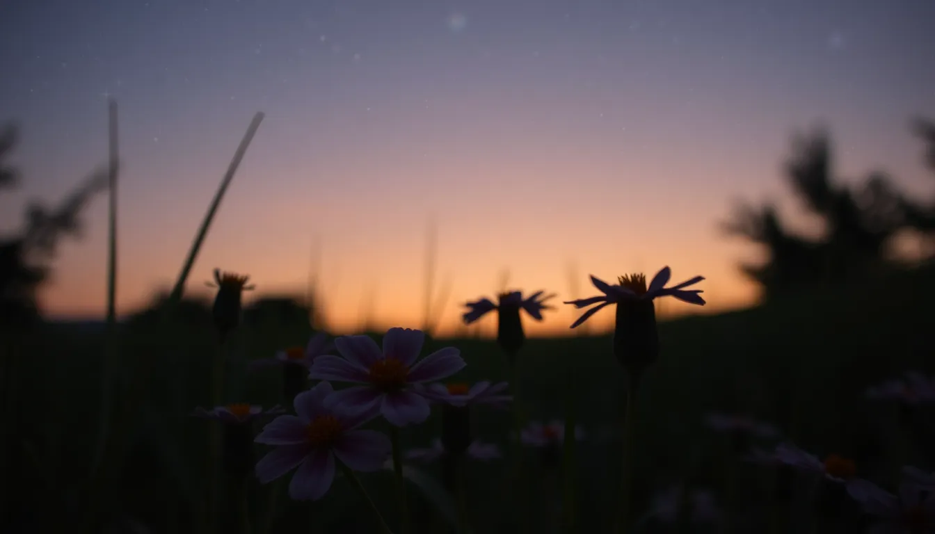 Twilight Flowers Under Stars
