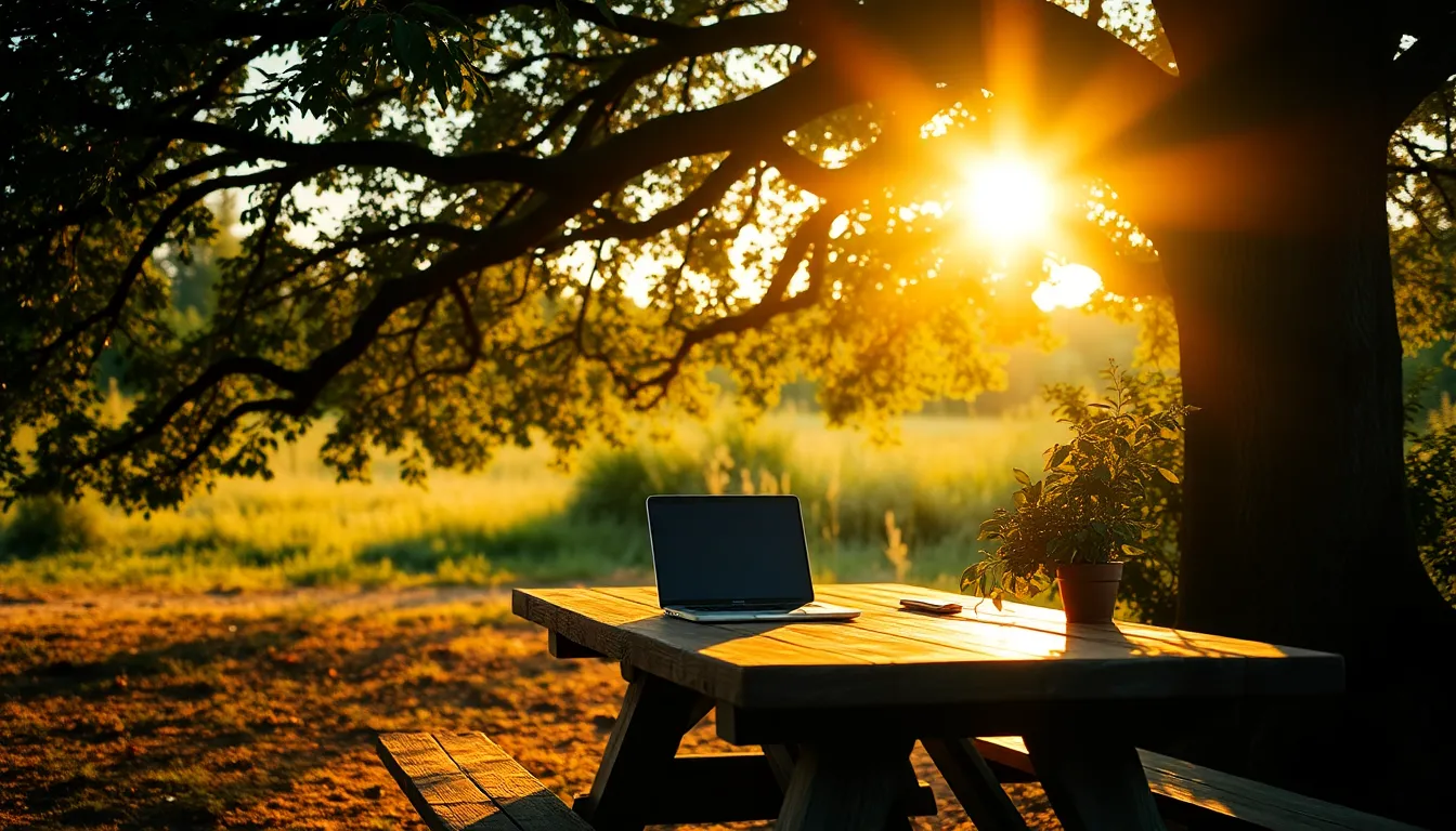 Outdoor Startup Workspace Under Tree