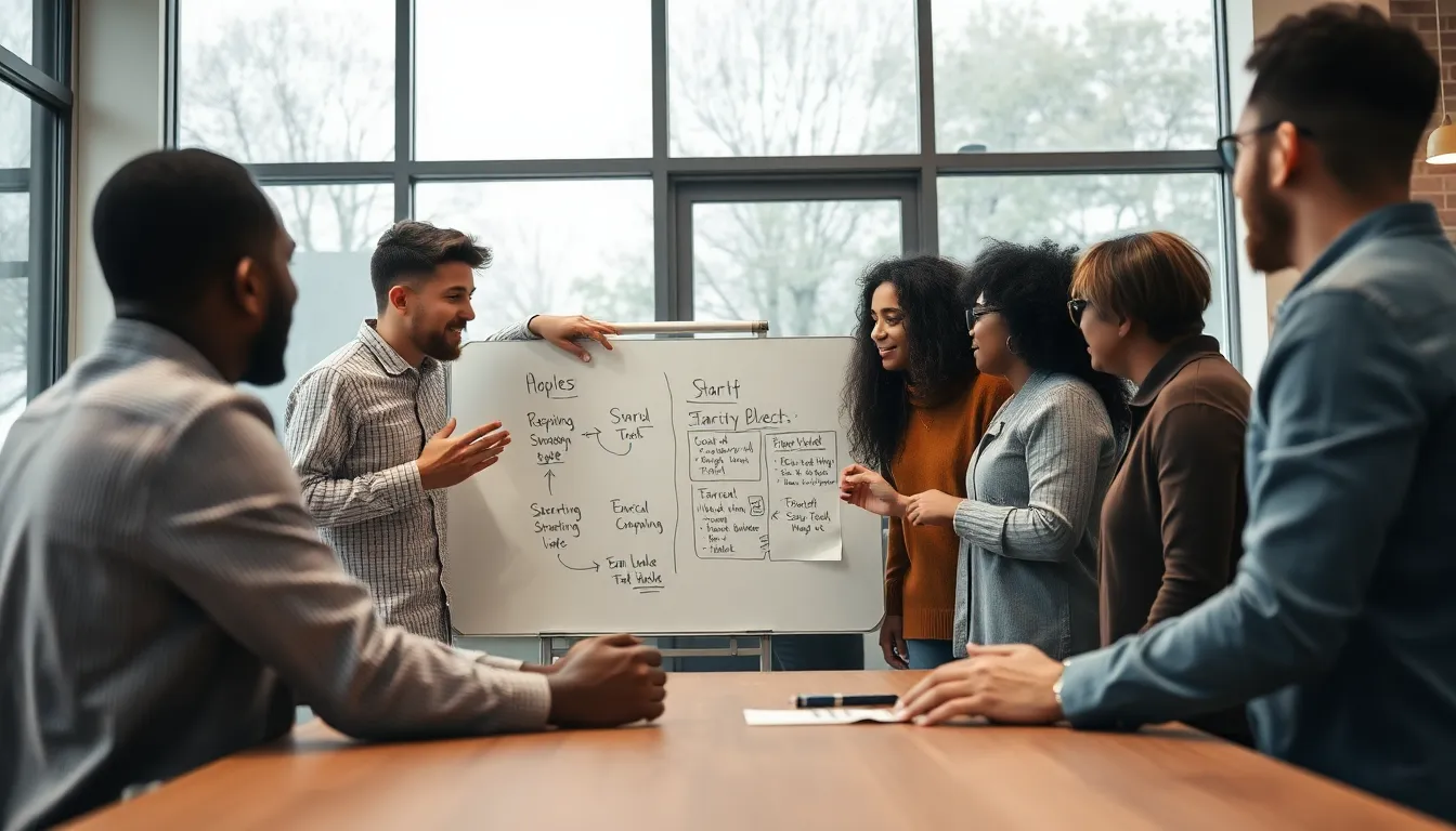 Diverse Team Strategizing Startup Ideas