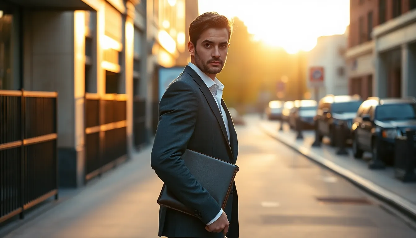 Startup Founder in Urban Setting at Golden Hour