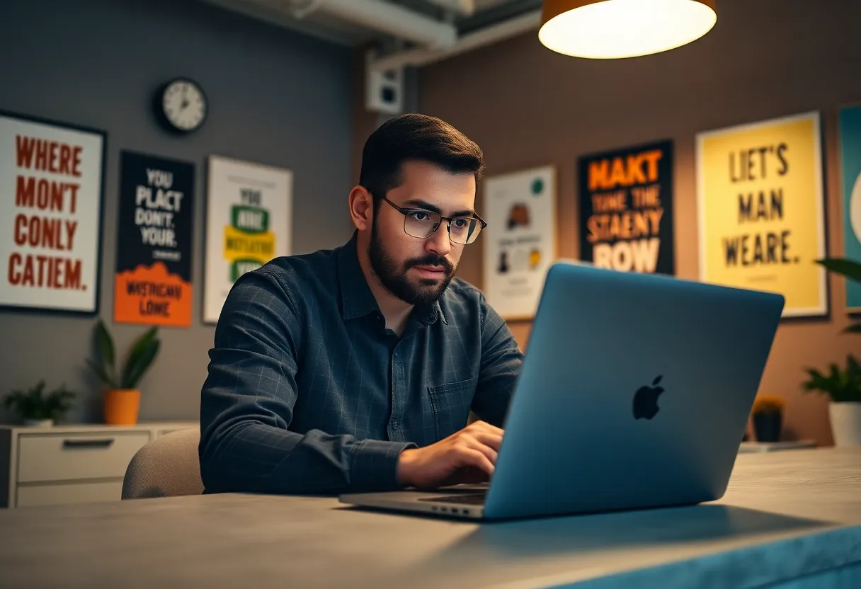 Focused Entrepreneur in Modern Workspace