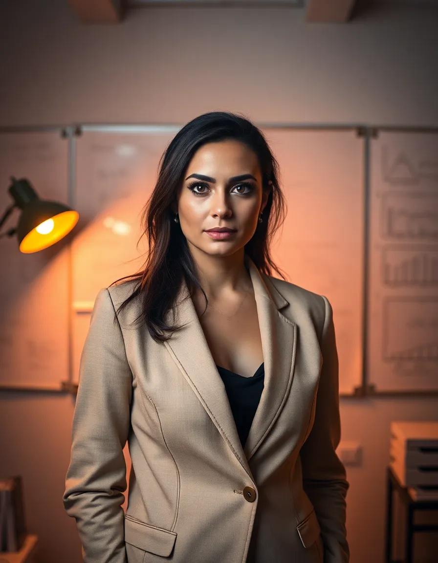 Female Entrepreneur in Front of Whiteboard