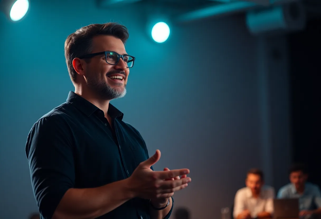 Tech Founder Pitching Innovative Product