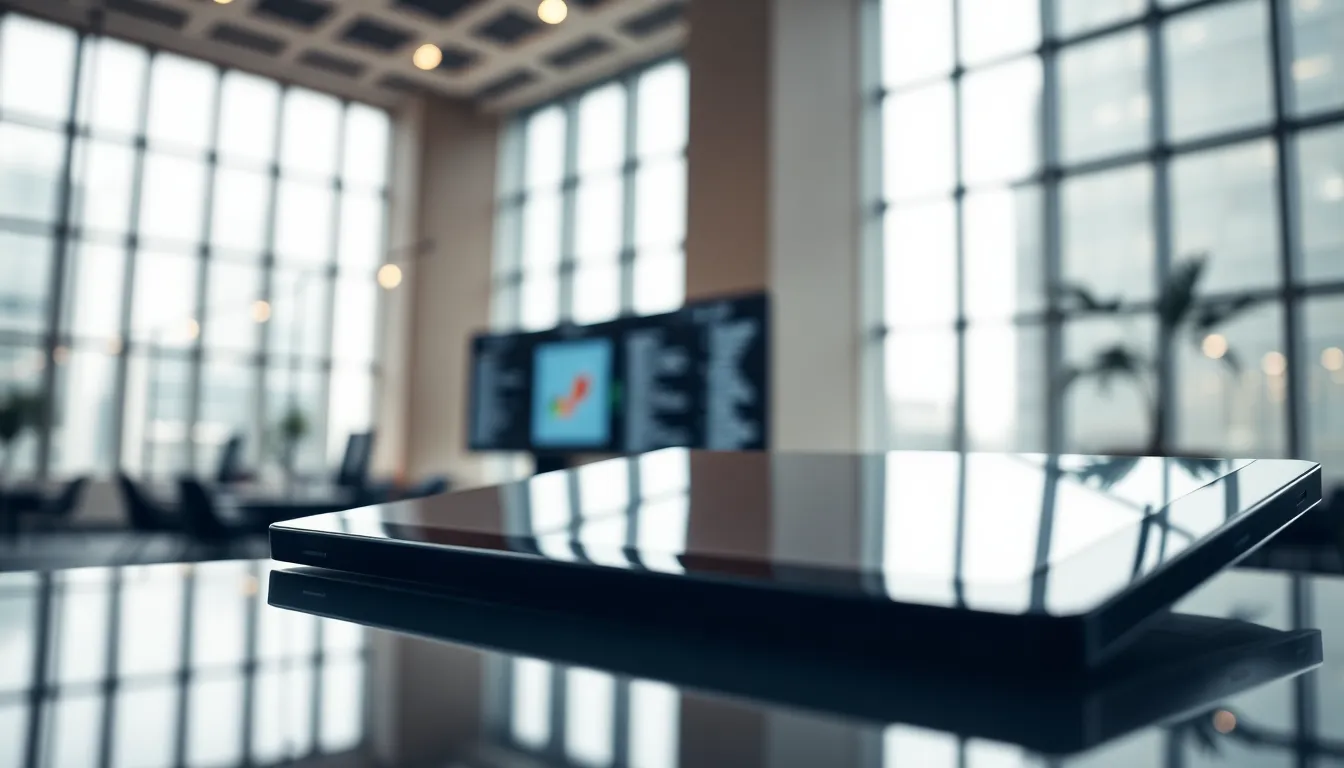 Close-Up on Stock Market Tablet in Office