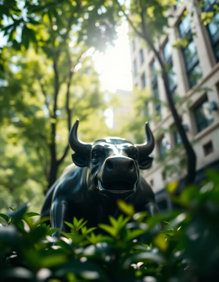 Stock Market Bull Statue in Nature