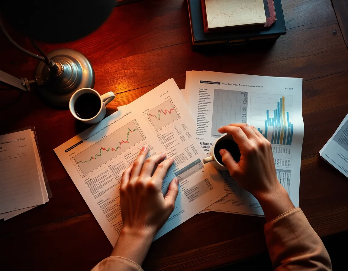 Financial Reports on a Vintage Desk