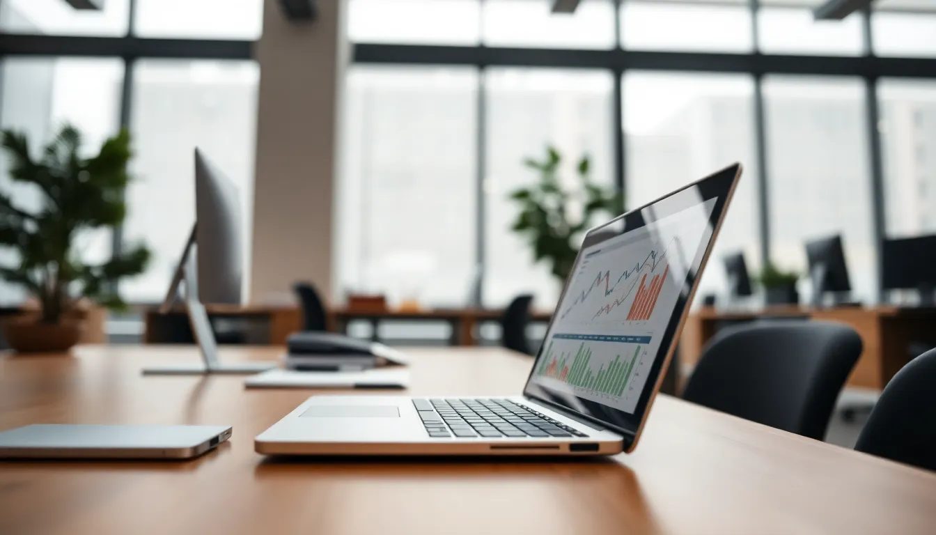 Focused Stock Market Analyst in Office