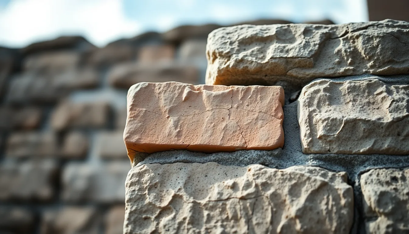 Close-Up of Weathered Stone Bricks