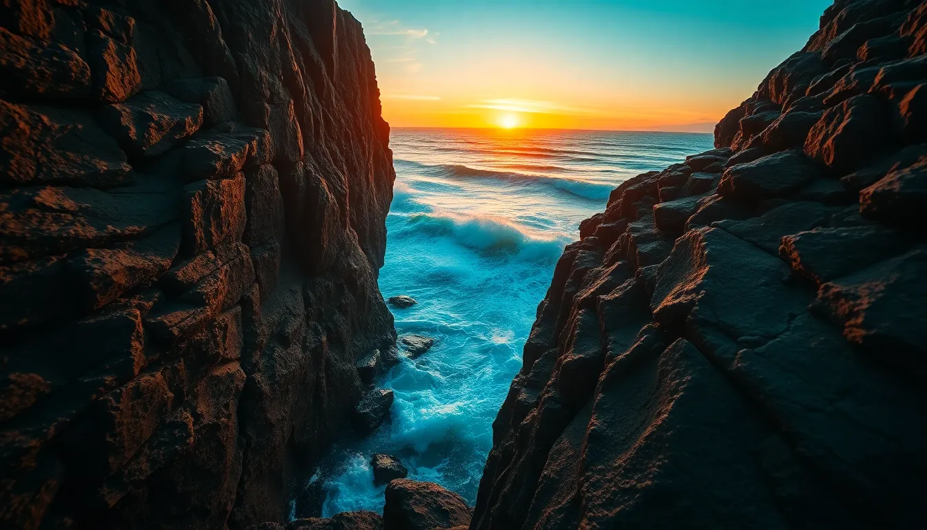 Rugged Cliff Face at Sunset