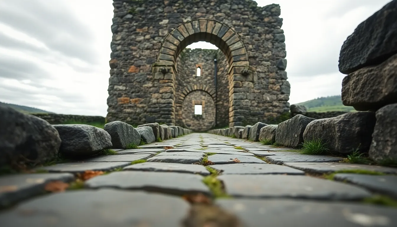 Weathered Stone Pathway Under Overcast Sky