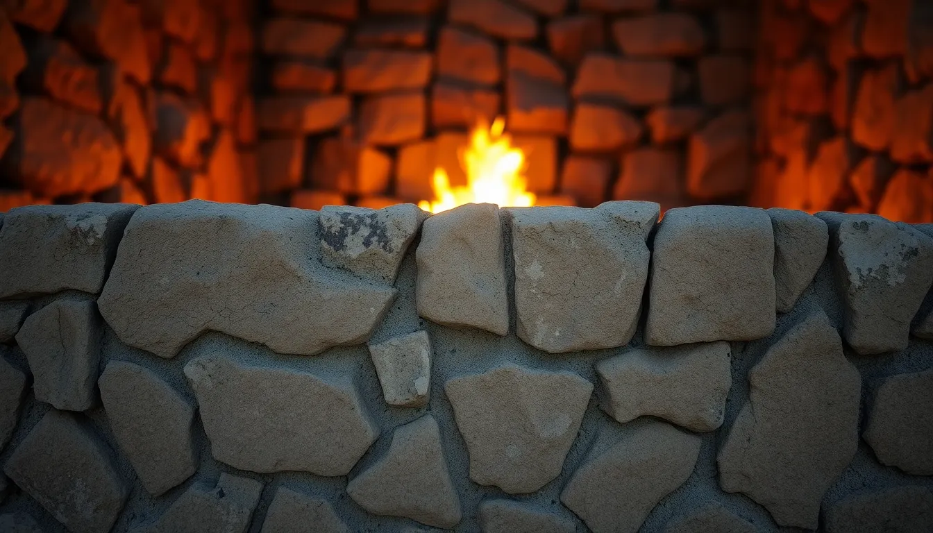 Campfire Illuminated Stone Wall