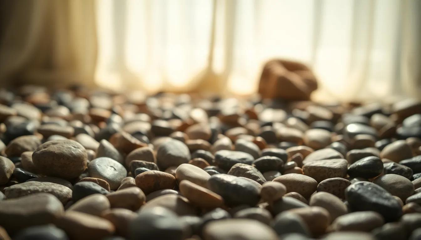 Smooth River Stones in Gentle Light