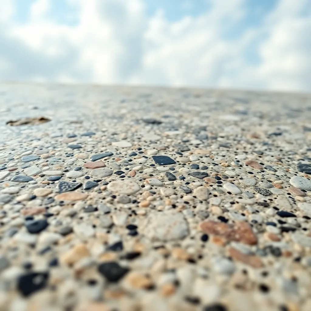 This close-up photograph reveals the stunning details of a granite surface, showcasing a rich tapestry of natural patterns and colors. The interplay of light and slight shadow enhances the texture, while the warm hues convey a sense of earthiness. Captured with incredible clarity, each granule and smooth area tells a story of geological artistry. The abstract composition invites viewers to appreciate the beauty in the details of natural stone.
