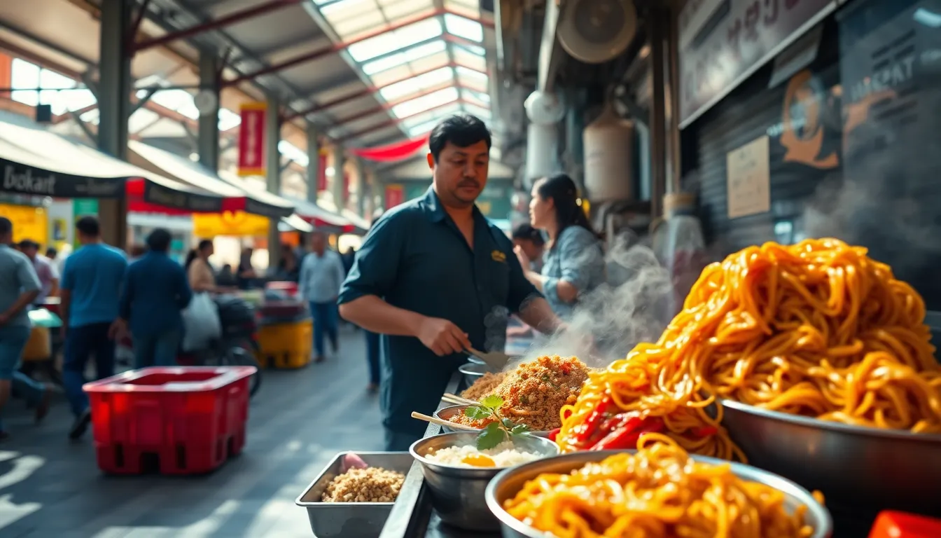 Spicy Noodle Vendor at Open-Air Market