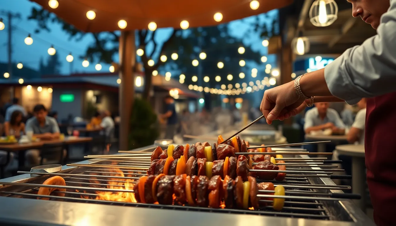 Lively Street Grill with Skewered Meats
