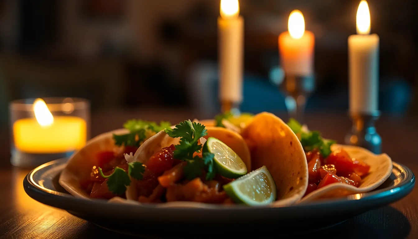 Gourmet Tacos Delight with Candlelight