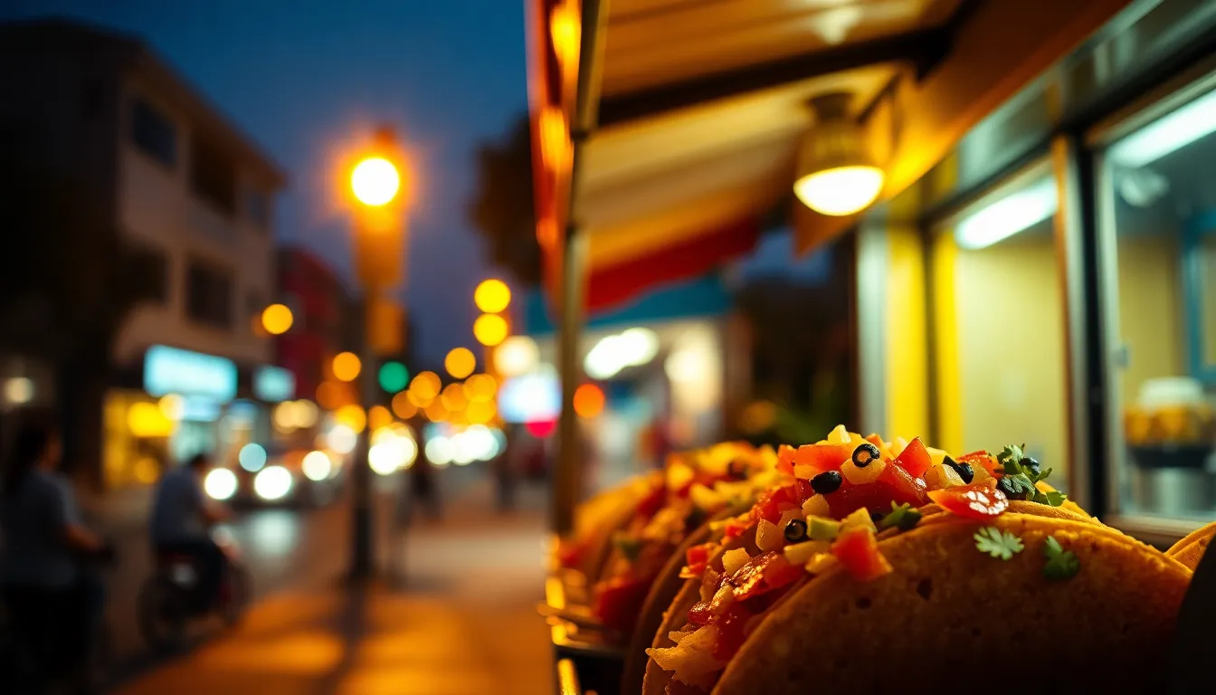 Vibrant Taco Stand at Twilight