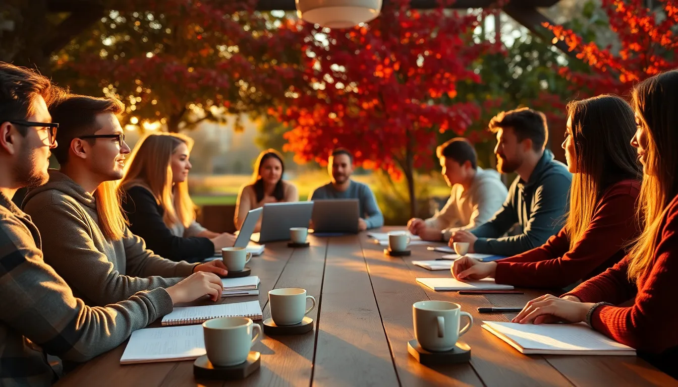 Diverse Students Collaborating in Autumn Study Group
