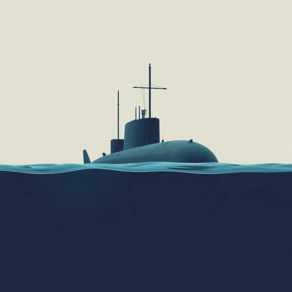 Submarine Silhouette in Calm Ocean