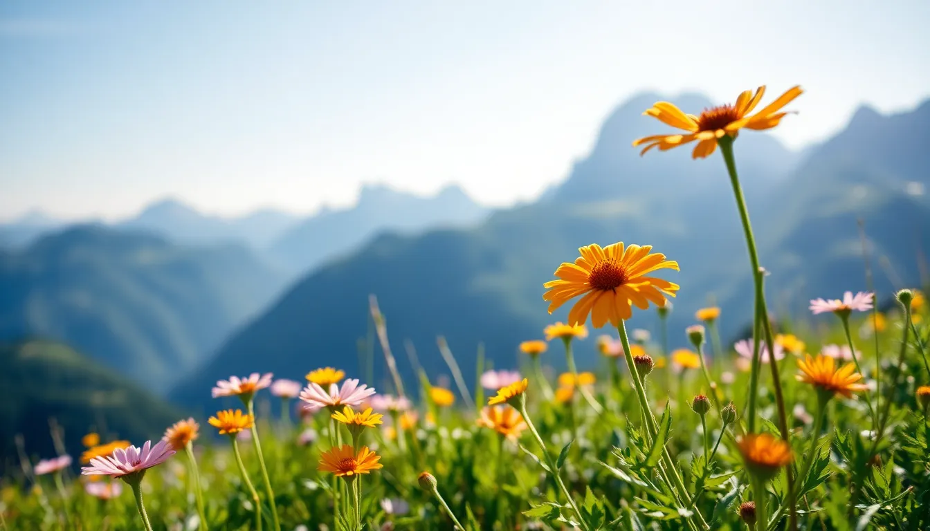 Majestic Summer Mountain Landscape with Wildflowers