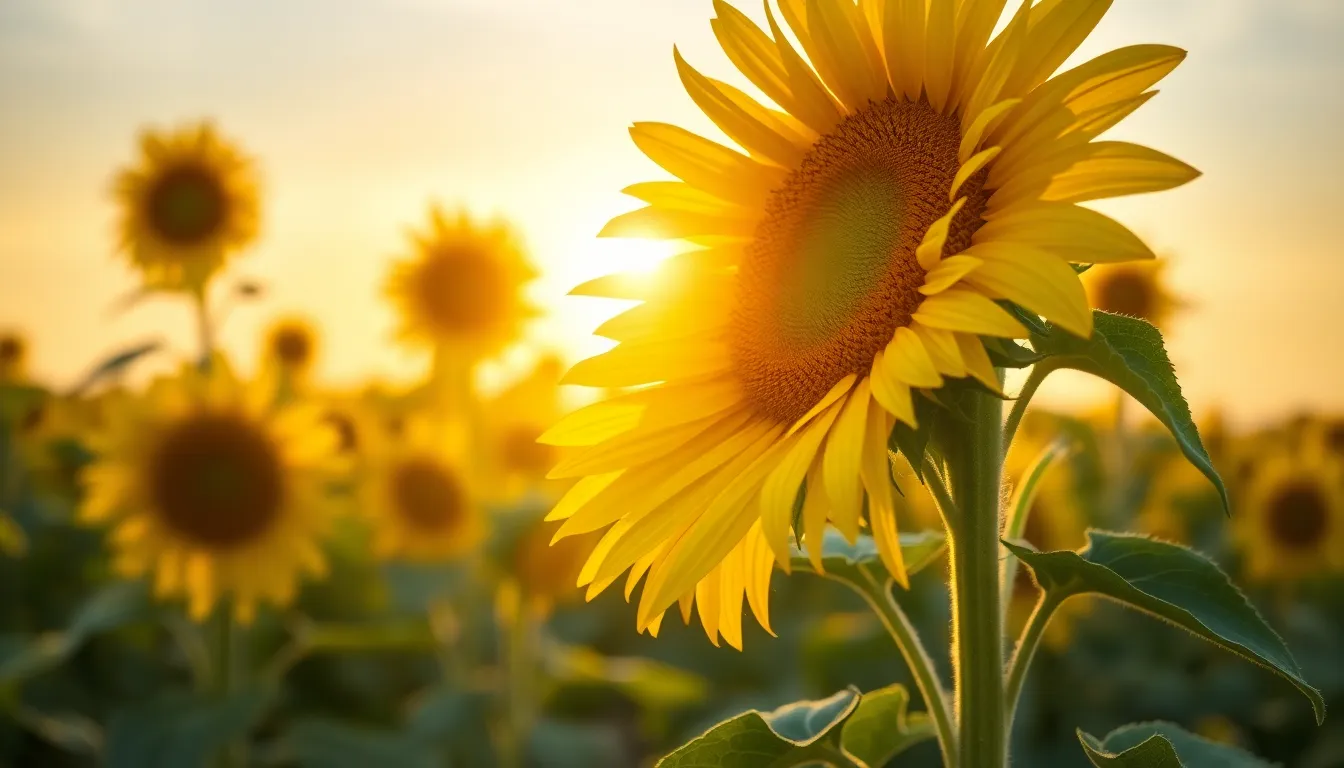 Golden Hour in a Sunflower Field