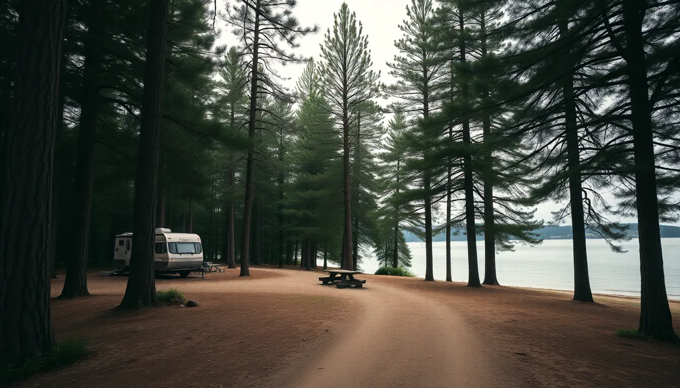 Serene Lakeside Campsite at Dusk