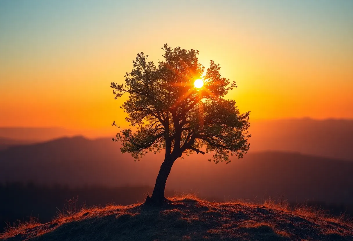 Majestic Sunrise Over Mountain Peaks