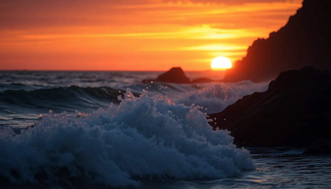 Vibrant Sunset Over Wildflower Field