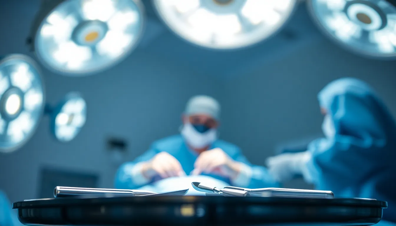 Surgeon Performing Operation in Bright Operating Room