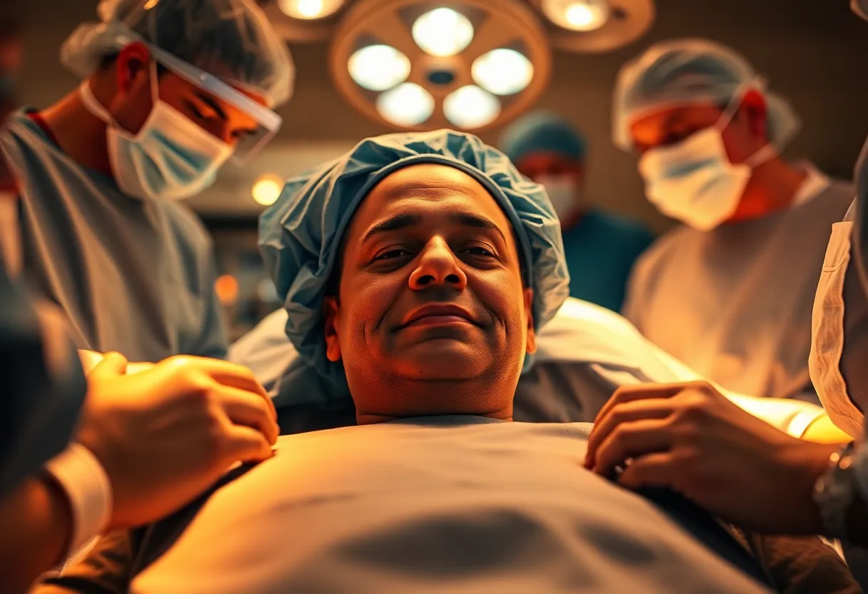 Patient Prepared for Surgery Surrounded by Medical Staff