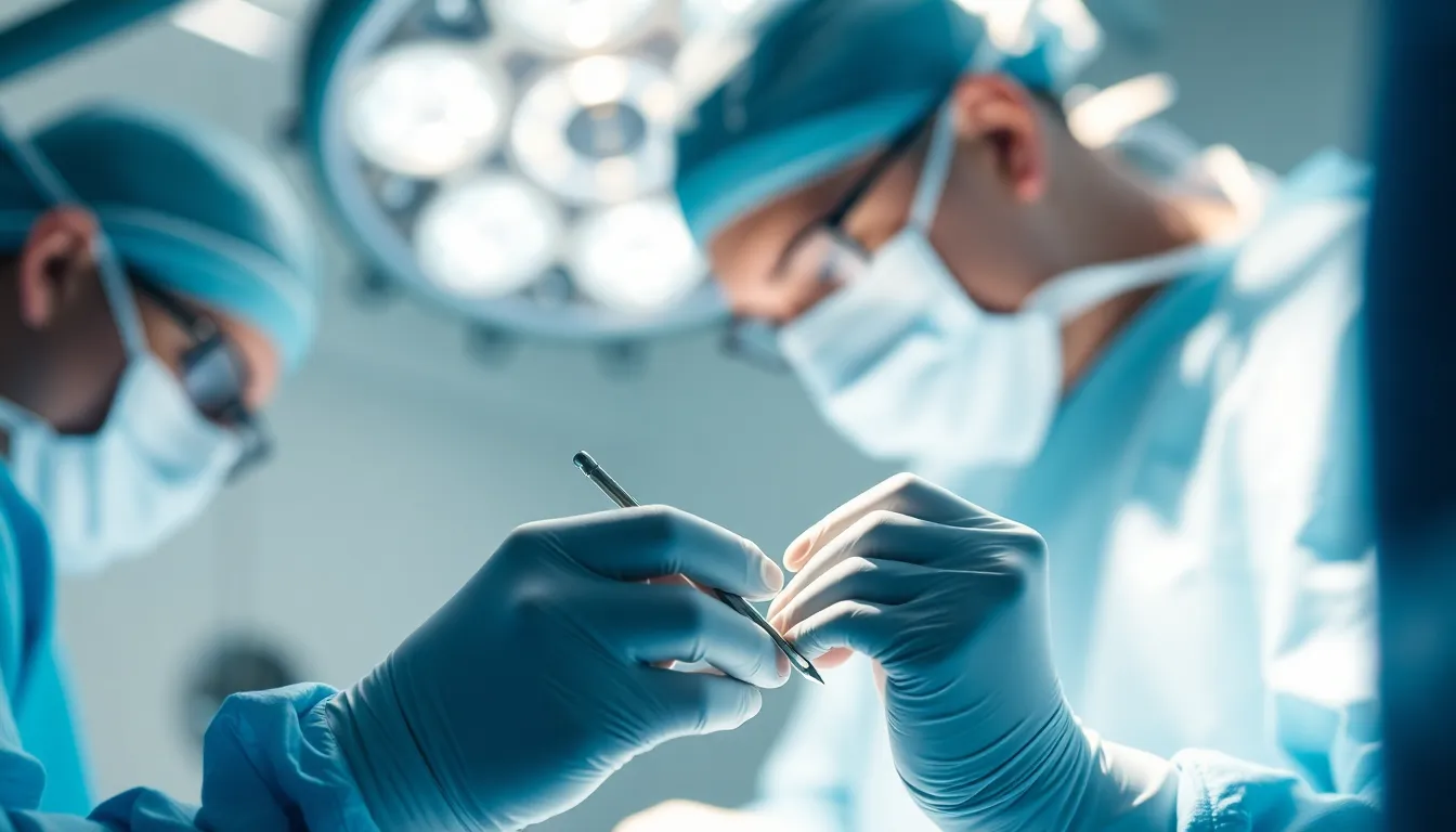Surgeon Performing Complex Procedure in Operating Room